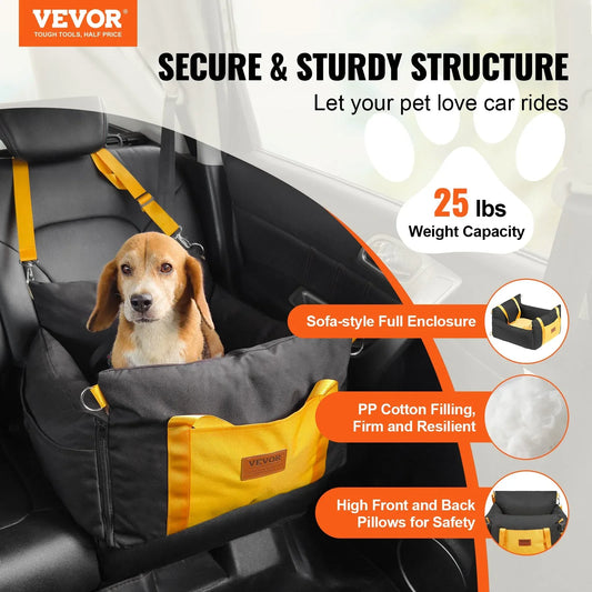 VEVOR Dog Booster Car Seat Pet Car Seat For Small Dog Up To 25lbs Black - THE MILE MAKER DRIVER SHOP