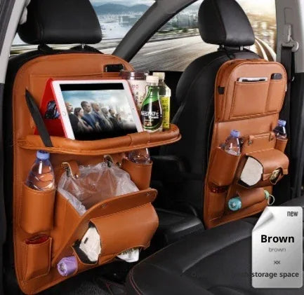 PU Leather Car Storage Bag Multifunction Seat Back Tray Hanging Bag Waterproof Car Organizer Automotive Interior Accessories - THE MILE MAKER DRIVER SHOP