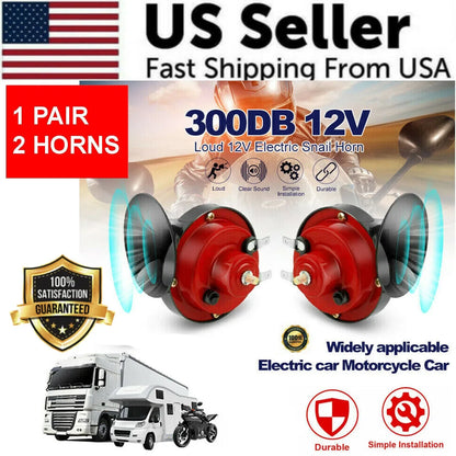 2PC 12V 300DB Super Loud Train Air Horn Waterproof Motorcycle Car Truck SUV Boat - THE MILE MAKER DRIVER SHOP