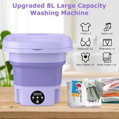 1Pc Portable Washing Machine Foldable Laundry Machine With Detachable Drain Basket 3 Modes Electric Clothes Washer For Underwear Socks Towels Baby Clothes - THE MILE MAKER DRIVER SHOP