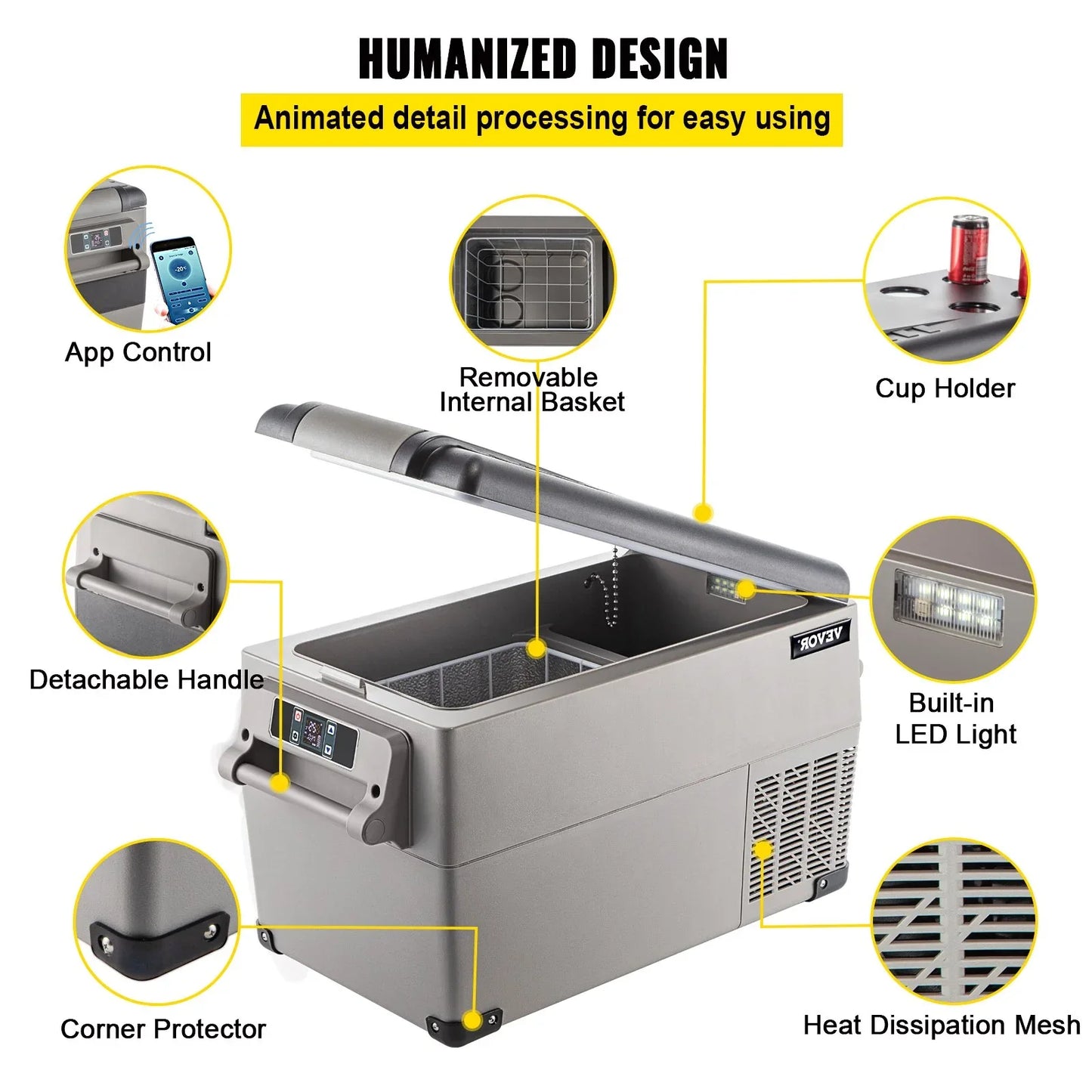 Portable Refrigerator 37 Quart(35 Liter),12 Volt Refrigerator App Control(-4℉~68℉), Car Refrigerator Dual Zone With 12/24v DC & 110-240v AC For Camping, Travel, Fishing, Outdoor Or Home Use - THE MILE MAKER DRIVER SHOP
