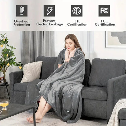 Heated Blanket Queen Size With Dual Zone Control - 10 Heat Settings Electric Throw Blanket With Automatic Shut Off Timer, Machine Washable Soft Flannel - THE MILE MAKER DRIVER SHOP