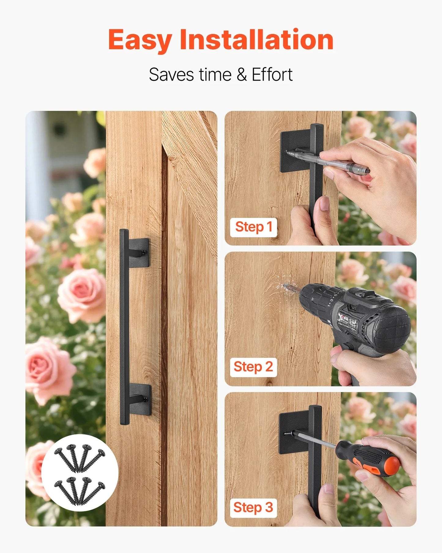 4Pcs Barn Door Handles 12.6 In Rustic Heavy Duty Carbon Steel Garden Gate Pulls - THE MILE MAKER DRIVER SHOP