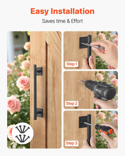 4Pcs Barn Door Handles 12.6 In Rustic Heavy Duty Carbon Steel Garden Gate Pulls - THE MILE MAKER DRIVER SHOP