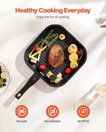 17 Piece Pots And Pans Set Granite Nonstick Kitchen Cookware Induction Black - THE MILE MAKER DRIVER SHOP