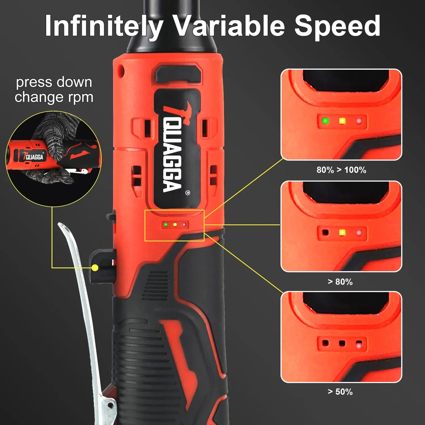 TQUAGGA 18V Cordless Electric Ratchet Wrench Set, Power Ratchet Wrench,Variable Speed With Batteries2,Torque 45ftlbs,Car Repair Tools, Power Tools,Hardware,Heavy Duty,Portable,Quick Charger - THE MILE MAKER DRIVER SHOP
