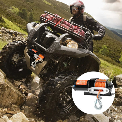 Electric Winch ATV UTV 3500 Lb Synthetic Rope Waterproof Wired Control - THE MILE MAKER DRIVER SHOP