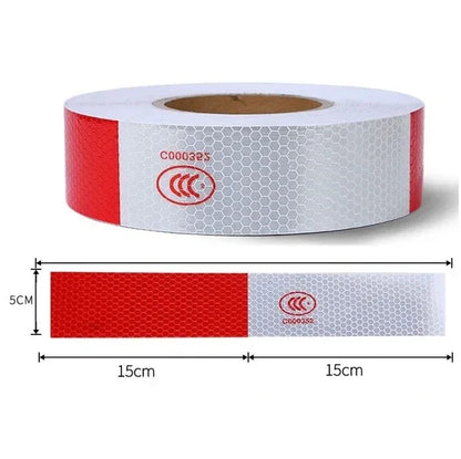 Reflective Trailer Safety Tape Conspicuity Tape Warning Sign Car Truck Red White - THE MILE MAKER DRIVER SHOP