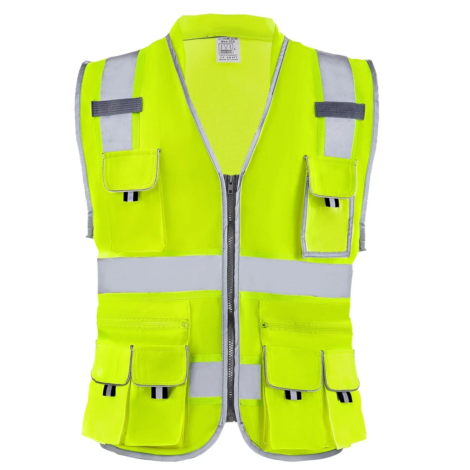 Safety Vest Reflective Yellow Work Vest With 10 Pockets For Men & Women - THE MILE MAKER DRIVER SHOP