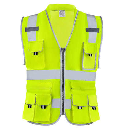 Safety Vest Reflective Yellow Work Vest With 10 Pockets For Men & Women - THE MILE MAKER DRIVER SHOP