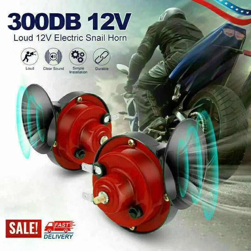 2PC 12V 300DB Super Loud Train Air Horn Waterproof Motorcycle Car Truck SUV Boat - THE MILE MAKER DRIVER SHOP