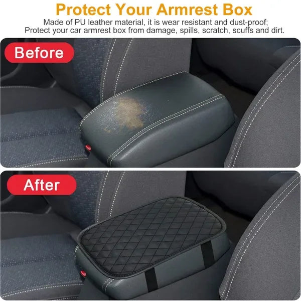 Car Armrest Pad Cover PU Leather Auto Center Console Seat Box Cover Protector Car Accessories Armrest Cushion Pad - THE MILE MAKER DRIVER SHOP