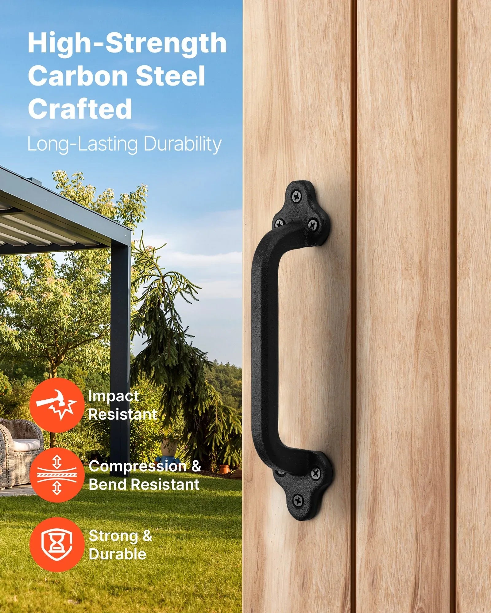 Barn Door Handle 9 In Rustic Heavy Duty Carbon Steel Garden Gate Pull Handle - THE MILE MAKER DRIVER SHOP