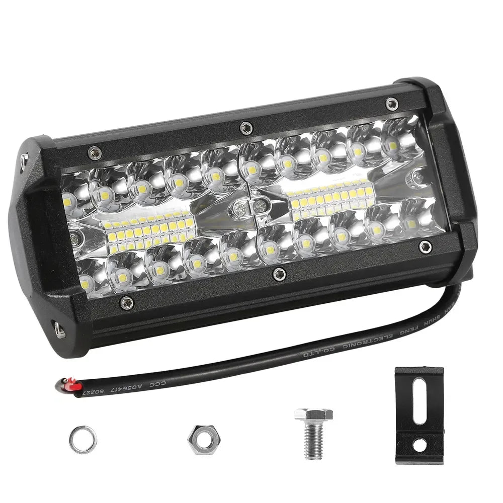 7in LED Light Bar 120W 12000LM LED Work Light Pods Offroad Driving Lights IP67 Waterproof Fog Light Spot Flood Beam For Jeep Trailer Truck Bus Boat - THE MILE MAKER DRIVER SHOP
