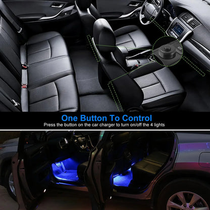 4Pcs Car Interior LED Atmosphere Light Car Charge Decorative Lamp DC 12V Blue Light - THE MILE MAKER DRIVER SHOP