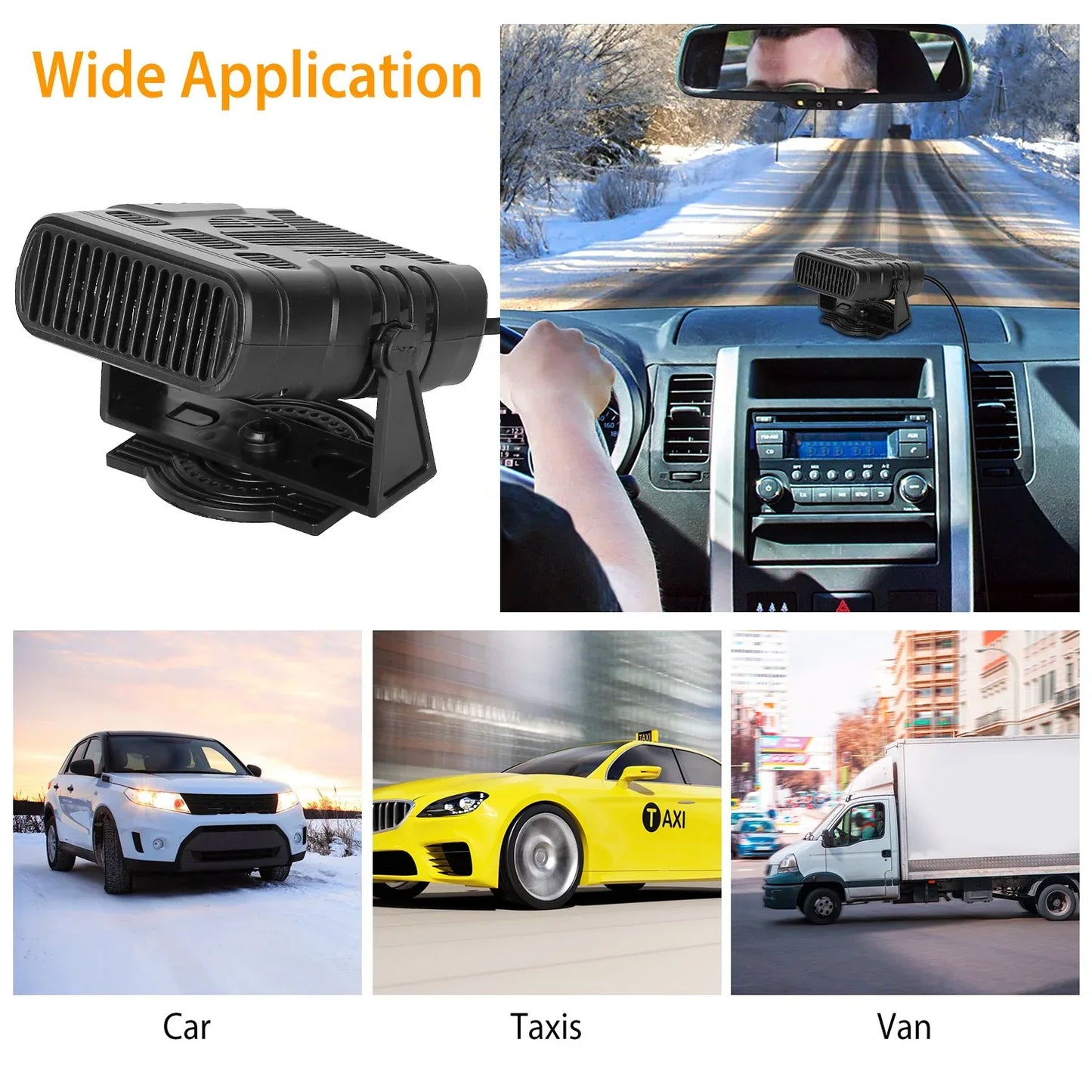 24V 200W Or 12V 120W Portable Car Heater Heating Fan 2 In 1 Defroster Demister Windshield Heater Automotive Cooling Fan - THE MILE MAKER DRIVER SHOP