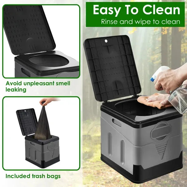 Portable Toilet For Car Camping Boating Hiking Outdoor Travel Potty With Carry Bag Foldable Emergency Toilet With Lid Trash Bags - THE MILE MAKER DRIVER SHOP