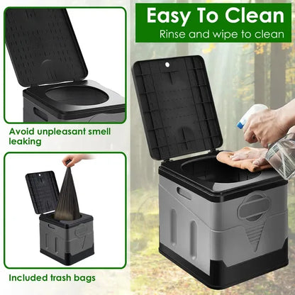 Portable Toilet For Car Camping Boating Hiking Outdoor Travel Potty With Carry Bag Foldable Emergency Toilet With Lid Trash Bags - THE MILE MAKER DRIVER SHOP