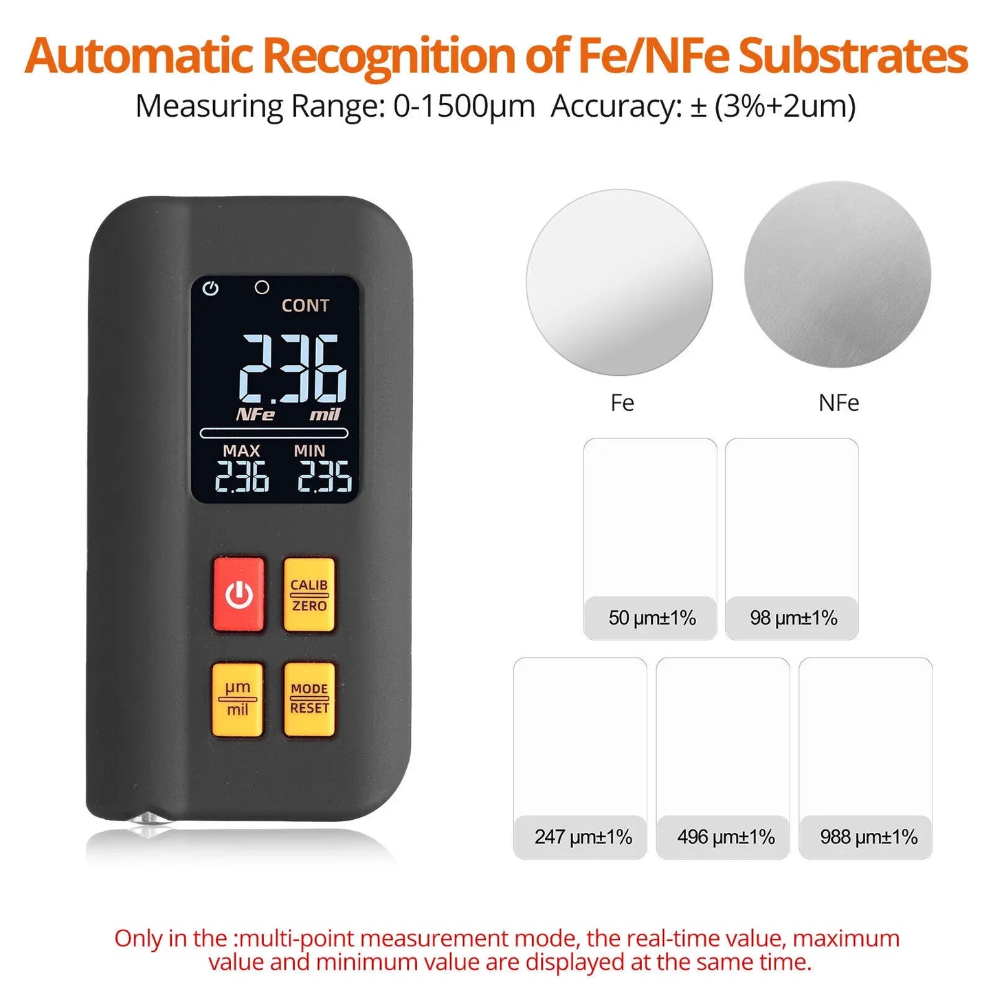 LCD Digital Thickness Gauge Car Coating Paint Film Depth Tester Fe NFe Probe - THE MILE MAKER DRIVER SHOP