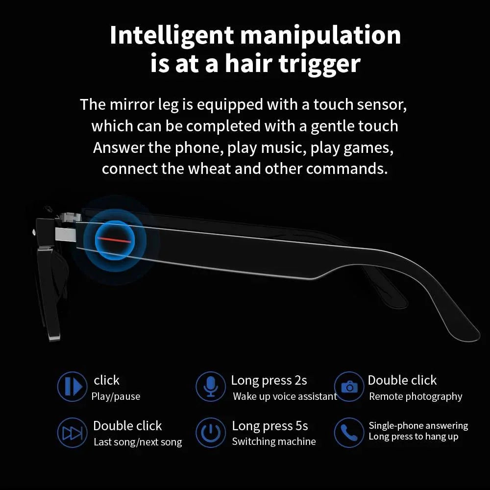 SENBONO E13 Smart Glasses Outdoor Smart Sport Hands-Free Call Music Headphone Anti-Blue Eyeglasses Wireless BT Voice Sunglasses - THE MILE MAKER DRIVER SHOP
