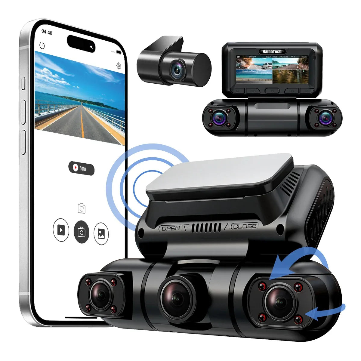 Hainatech 360 Degree View 4 Channel Dash Cam Front And Rear Inside Left Right, Dash Camera For Cars, Built-in GPS WiFi Night Vision, 24 7 Recording Parking Mode Monitor, Free 128G Card - THE MILE MAKER DRIVER SHOP