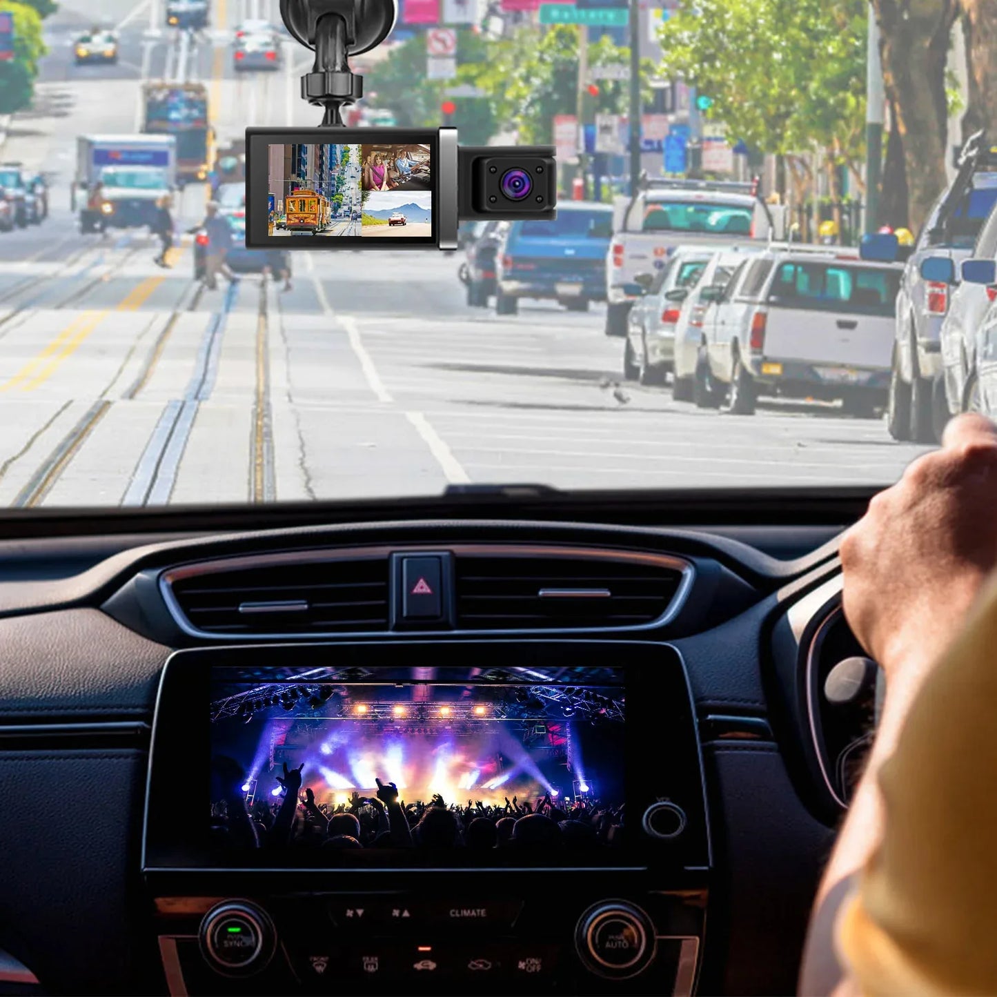 2K Car DVR 3 Channel Dash Cam Camcorder Camera Recorder With 140 Degree Angle GPS WiFi Night Vision G-sensor Loop Recording Parking Monitor - THE MILE MAKER DRIVER SHOP