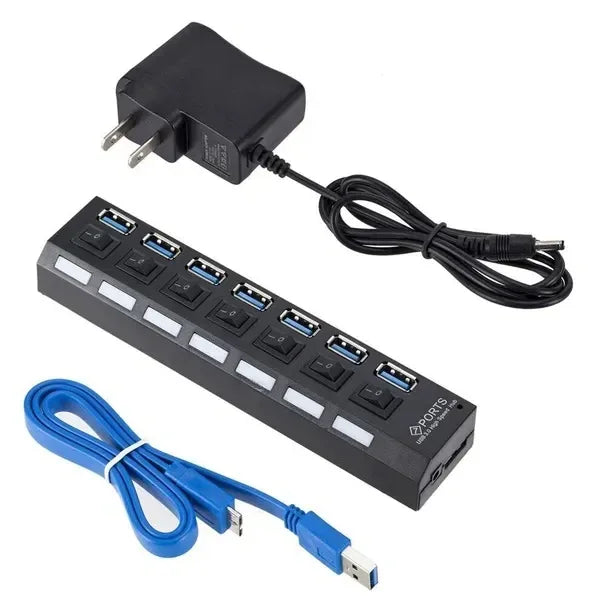 7 Port USB 2.0 3.0 Hub Splitter Adapter High Speed For PC Laptop Desktop - THE MILE MAKER DRIVER SHOP