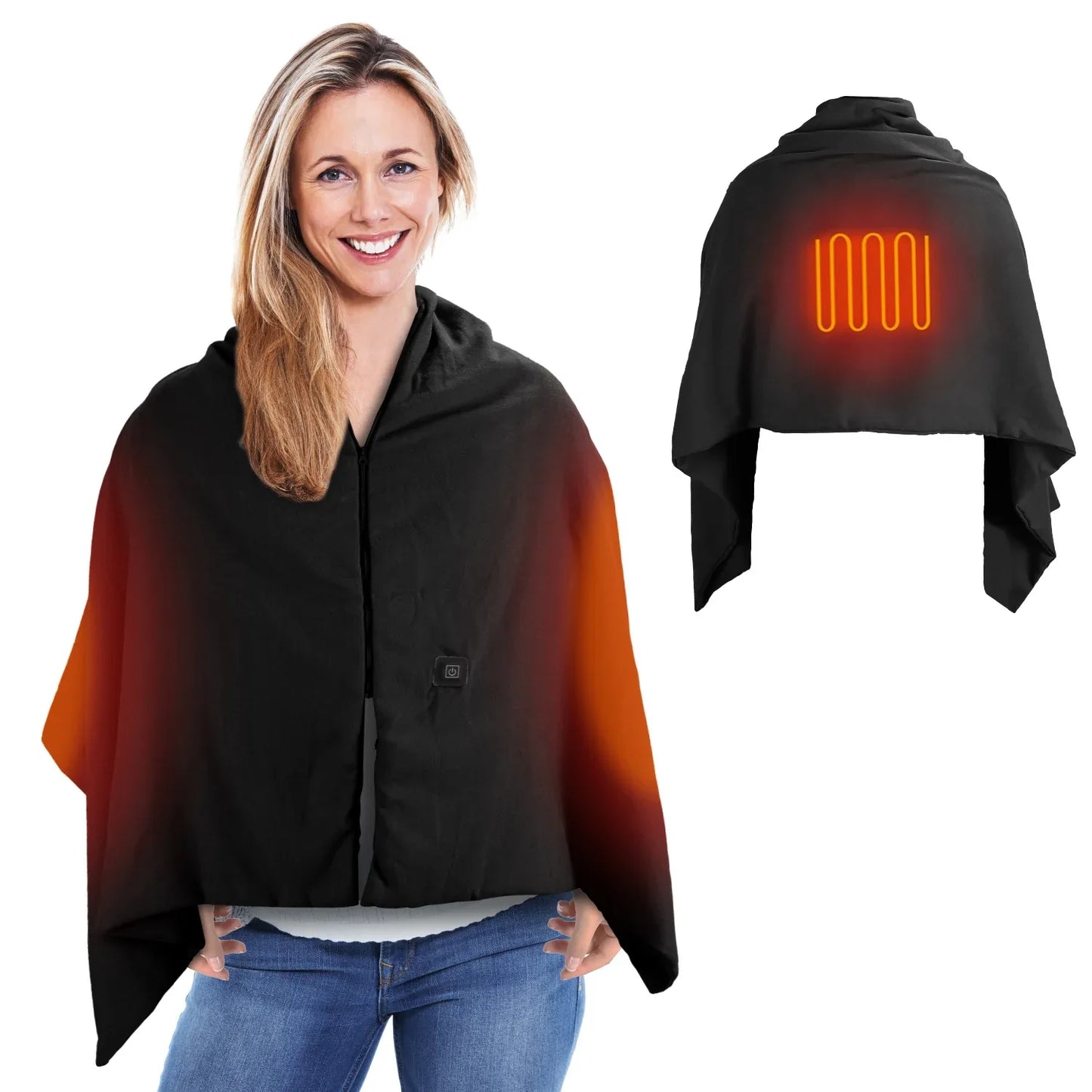 1Pc 79x24In USB Heated Shawl With Teasel Wearable Heating Blanket Electric Throw Wrap Indoor Outdoor With Zipper 3 Heating Levels Machine Washable For Outdoor Home Office - THE MILE MAKER DRIVER SHOP