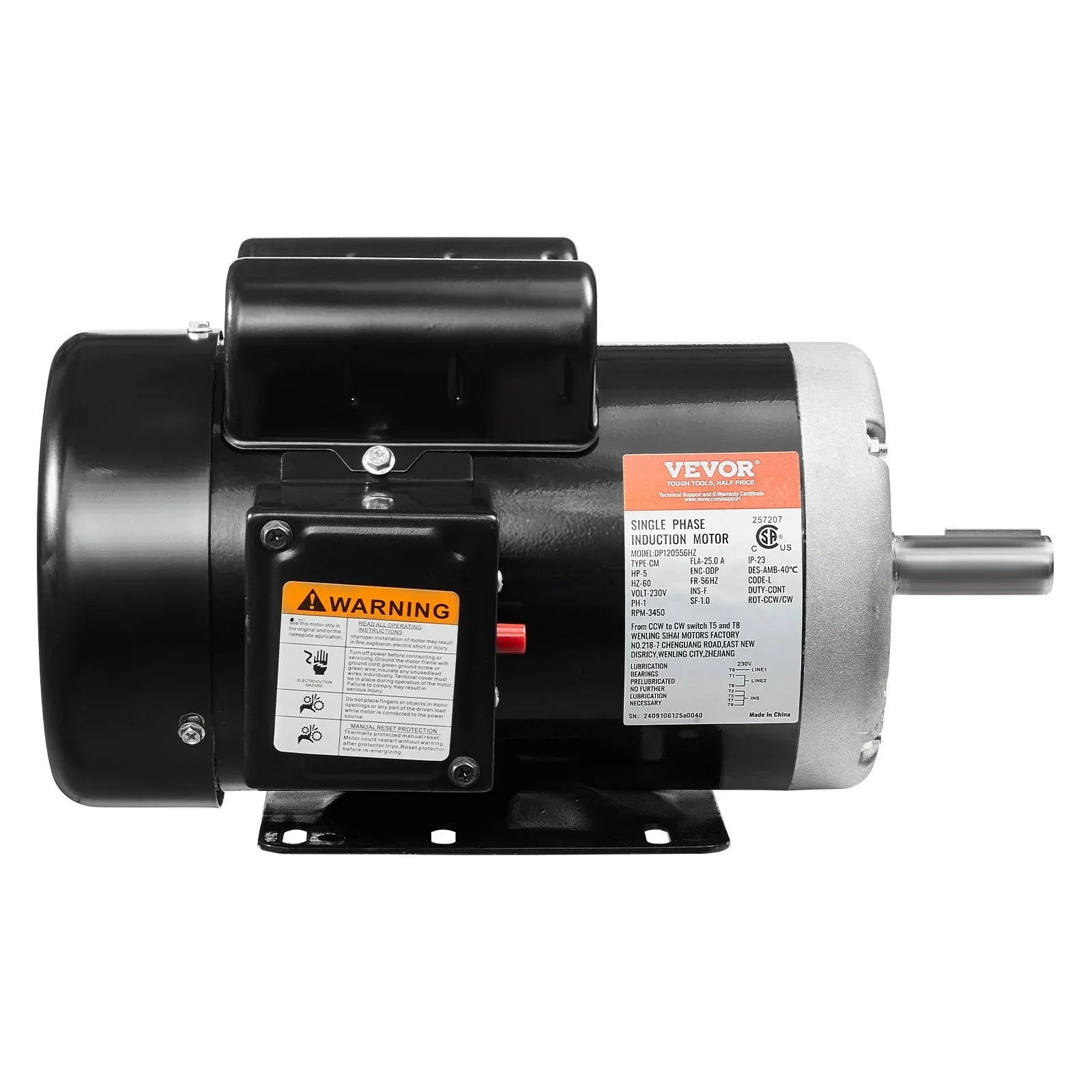 5HP Air Compressor Electric Motor 230V 25A 3450RPM 56Hz Frame CW CCW Rotation - THE MILE MAKER DRIVER SHOP