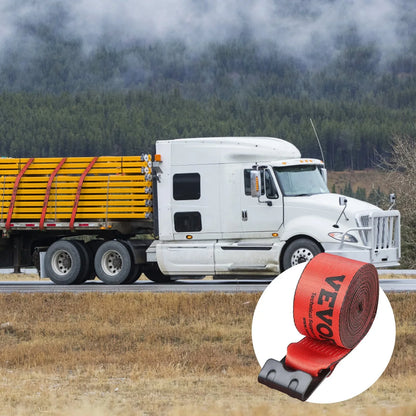 Winch Straps, 4' X 30', 6000 Lbs Load Capacity, 18000 Lbs Breaking Strength, Truck Straps With Flat Hook, Flatbed Tie Downs Cargo Control For Trailers, Farms, Rescues, Tree Saver, Red (10 Pack) - THE MILE MAKER DRIVER SHOP