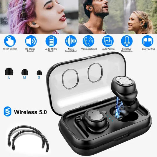 TWS Wireless 5.0 Earbuds IPX4 Touch In-Ear Stereo Earphone Noise Canceling Earpieces 32.8 Ft Transmission Range - THE MILE MAKER DRIVER SHOP