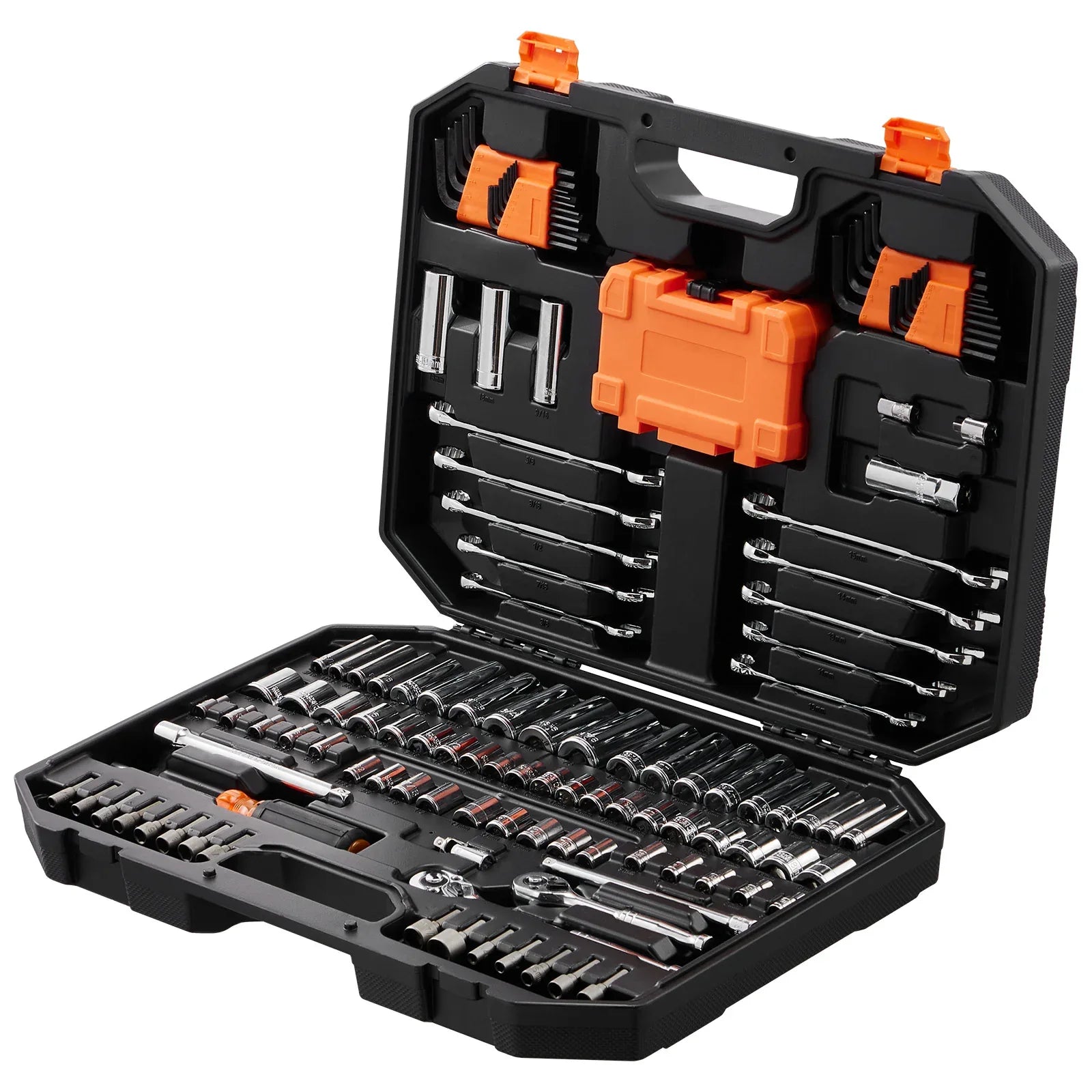 VEVOR Mechanics Tool Set And Socket Set, Drive Deep And Standard Sockets, 145 Pcs SAE And Metric Mechanic Tool Kit With Bits, Combination Wrench, Hex Wrenches, Accessories, Storage Case - THE MILE MAKER DRIVER SHOP