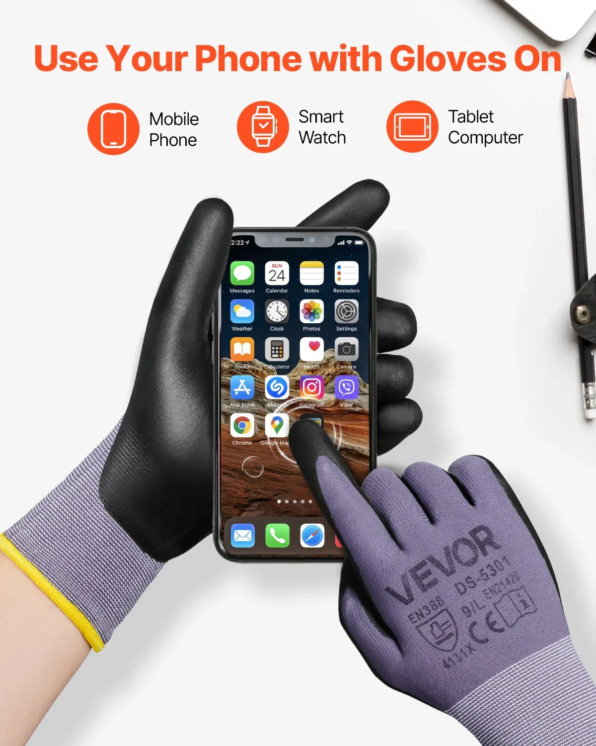 Work Gloves 12-Pair Touch Screen Nitrile-Coated Garden Construction Gloves - THE MILE MAKER DRIVER SHOP