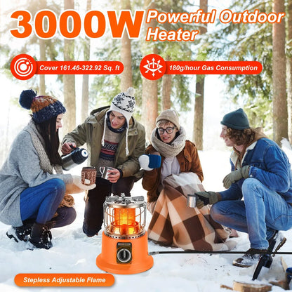 3000W 2 In 1 Portable Propane Heater Stove Portable Propane Heater Outdoor Gas Stove With Pot Stand Gas Pipe For Camping Ice Fishing Patio RV - THE MILE MAKER DRIVER SHOP