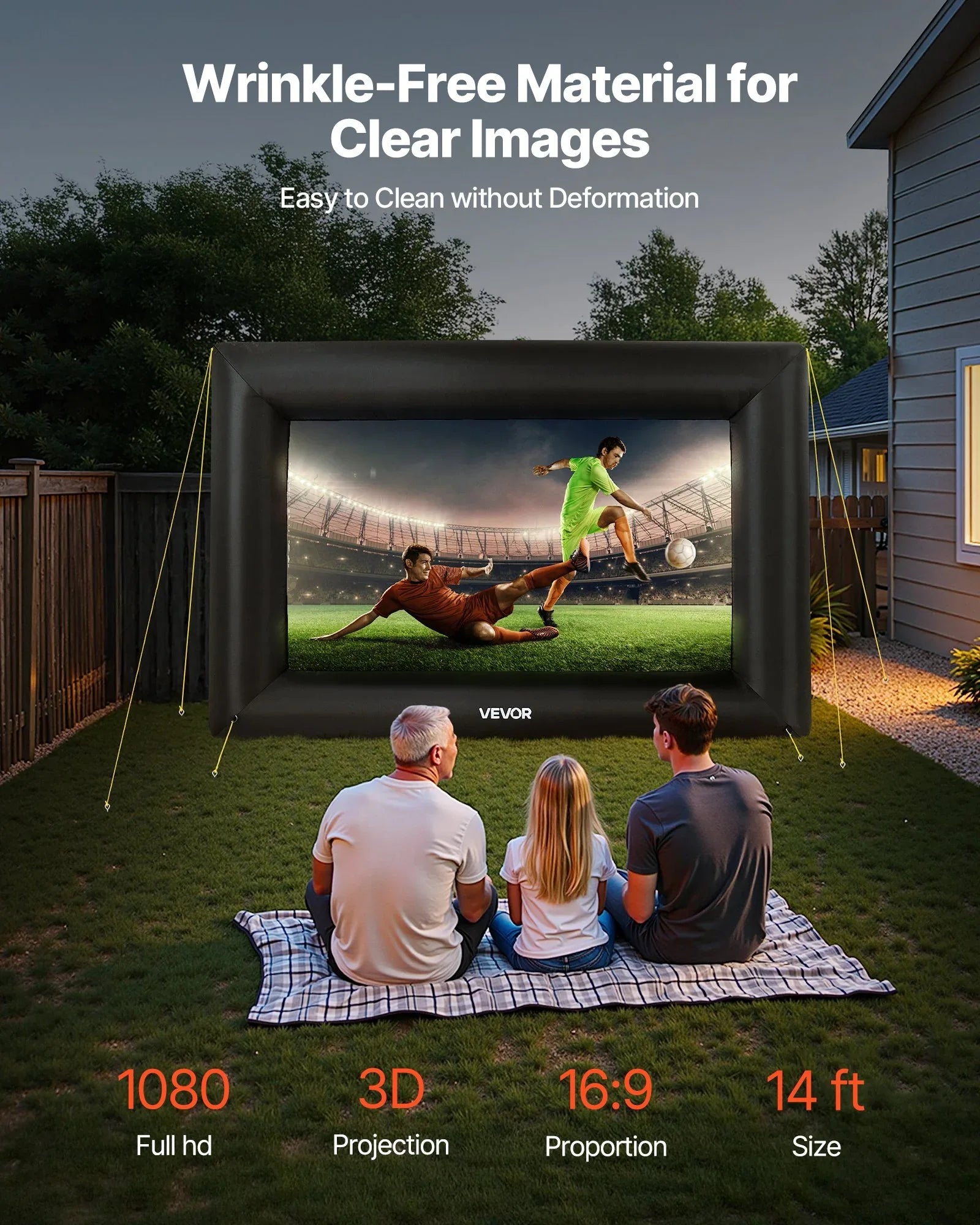 14FT Inflatable Projector Screen, Inflatable Movie Screen Outdoor With 120W Air Blower Projector Screen Oxford Fabric Material Blow Up Screen For Outdoor Backyard, Home Theater, Theme Party - THE MILE MAKER DRIVER SHOP