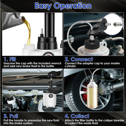 1 Set 3L Manual Brake Bleeder Kit One Person Brake Bleed Vacuum Pump Automotive Brake Fluid Bleeding Kit With 1L Waste Oil Bottle 4 Master Cylinder Adapters Gloves Funnel Fit For Most Vehicles - THE MILE MAKER DRIVER SHOP