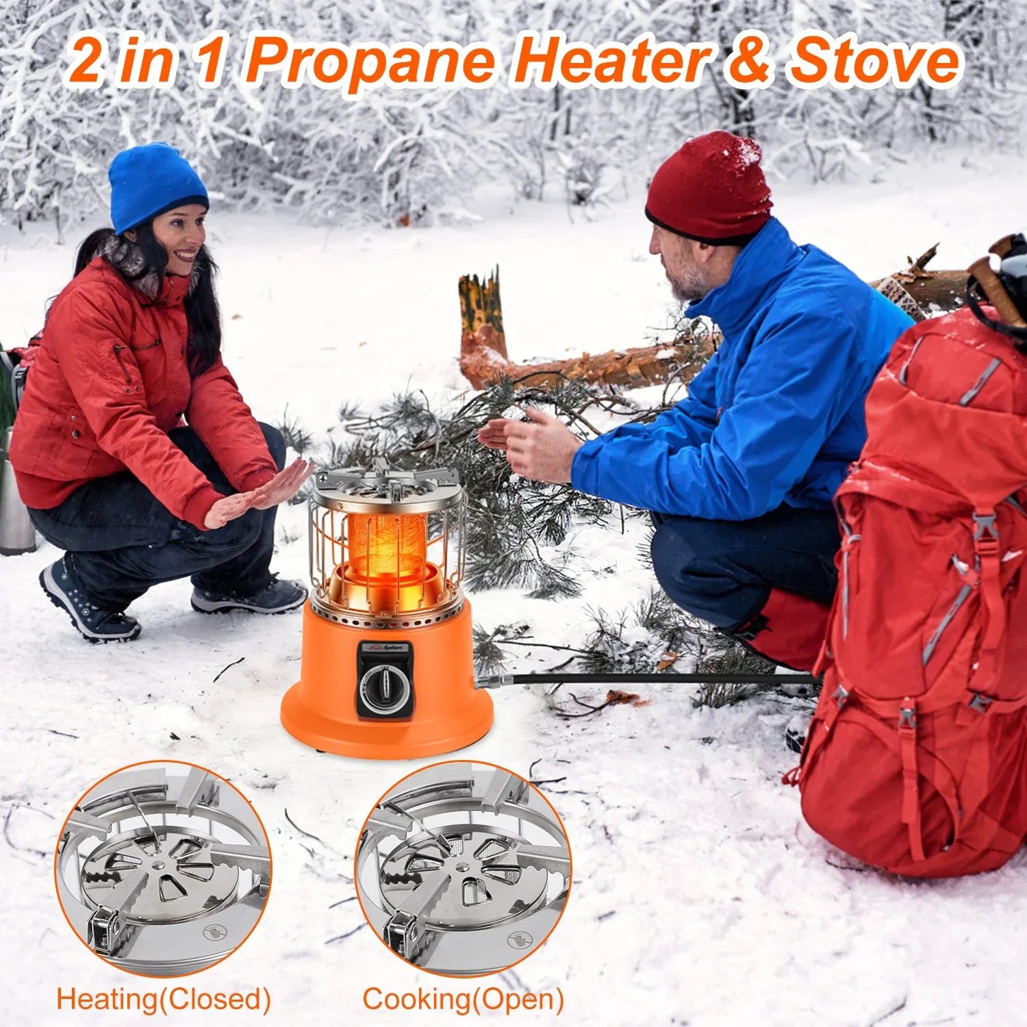 3000W 2 In 1 Portable Propane Heater Stove Portable Propane Heater Outdoor Gas Stove With Pot Stand Gas Pipe For Camping Ice Fishing Patio RV - THE MILE MAKER DRIVER SHOP