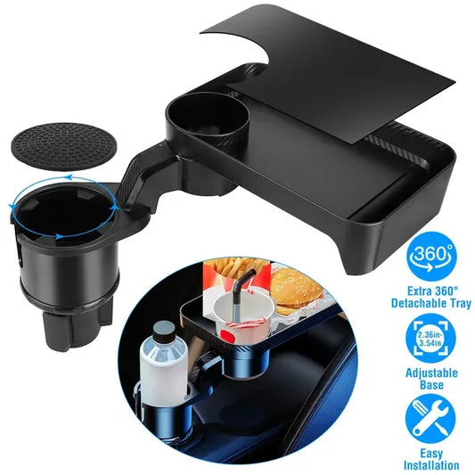 Car Cup Holder Tray 360° Rotating Car Bottle Holder Expander Adapter - THE MILE MAKER DRIVER SHOP