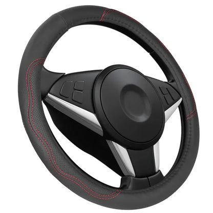 Steering Wheel Cover 14.5in-15in Diameter Universal Fiber Leather Car Steering Wheel Protector - THE MILE MAKER DRIVER SHOP
