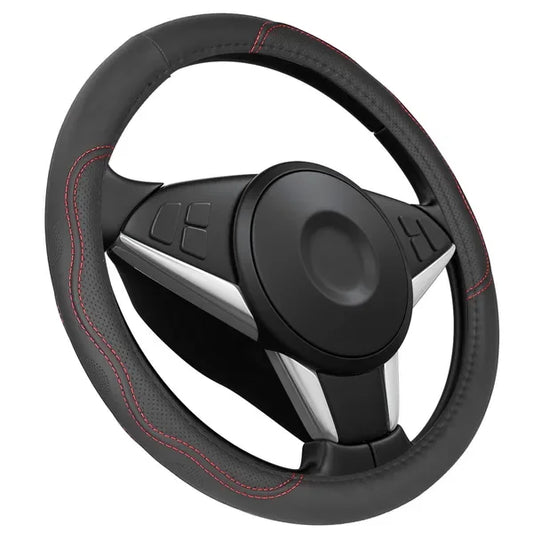 Steering Wheel Cover 14.5in-15in Diameter Universal Fiber Leather Car Steering Wheel Protector - THE MILE MAKER DRIVER SHOP
