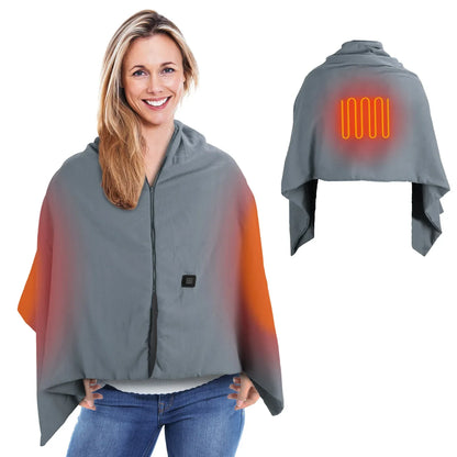 1Pc 79x24In USB Heated Shawl With Teasel Wearable Heating Blanket Electric Throw Wrap Indoor Outdoor With Zipper 3 Heating Levels Machine Washable For Outdoor Home Office - THE MILE MAKER DRIVER SHOP