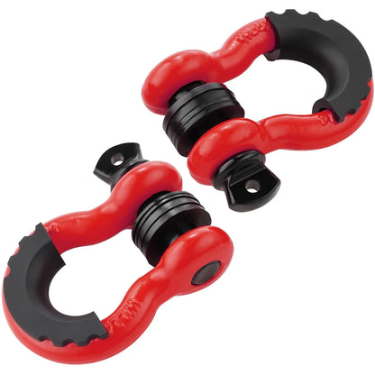 3/4" D-Ring Shackle, 2 Pack Alloy Steel Shackles 62832 Lbs (28.5 Ton) Break Strength With 7/8" Screw Pin, Isolators & Washers, Heavy Duty Off Road Vehicle Recovery Shackle For Jeep Truck, Red - THE MILE MAKER DRIVER SHOP