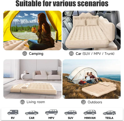 Car Air Mattress, Inflatable SUV Truck Air Mattress Back Seat Camping Bed Thickened Car Sleeping Pad For Travel, Car Bed SUV Mattress With 2 Pillows - THE MILE MAKER DRIVER SHOP