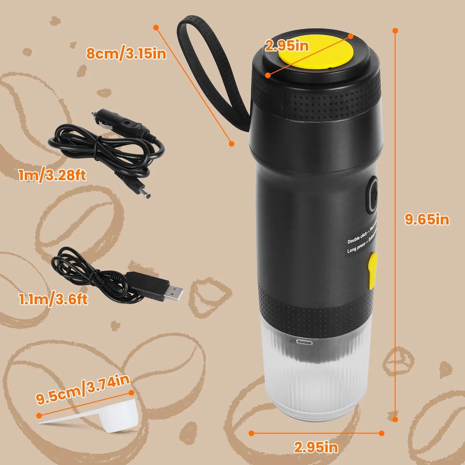 1Pc Portable Electric Espresso Machine Cordless Coffee Maker Self Heating Car Espresso Maker With Anti Dry Burn Fit For Ground Coffee NS DG Capsules For Car Camping Hiking RV Home Office - THE MILE MAKER DRIVER SHOP