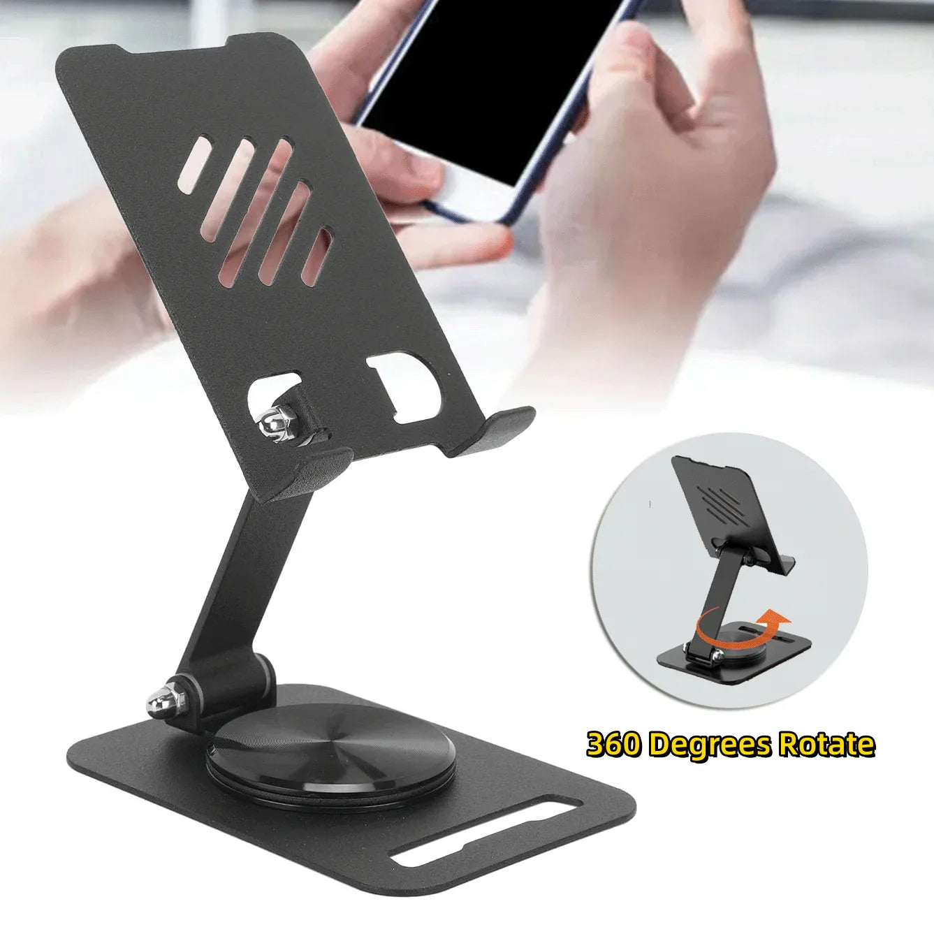 360 Degrees Rotate Metal Desk Mobile Phone Holder Stand For Phone Pad Adjustable Desktop Tablet Holderl Table Cell Phone Stand - THE MILE MAKER DRIVER SHOP