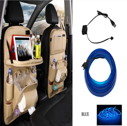 PU Leather Car Storage Bag Multifunction Seat Back Tray Hanging Bag Waterproof Car Organizer Automotive Interior Accessories - THE MILE MAKER DRIVER SHOP