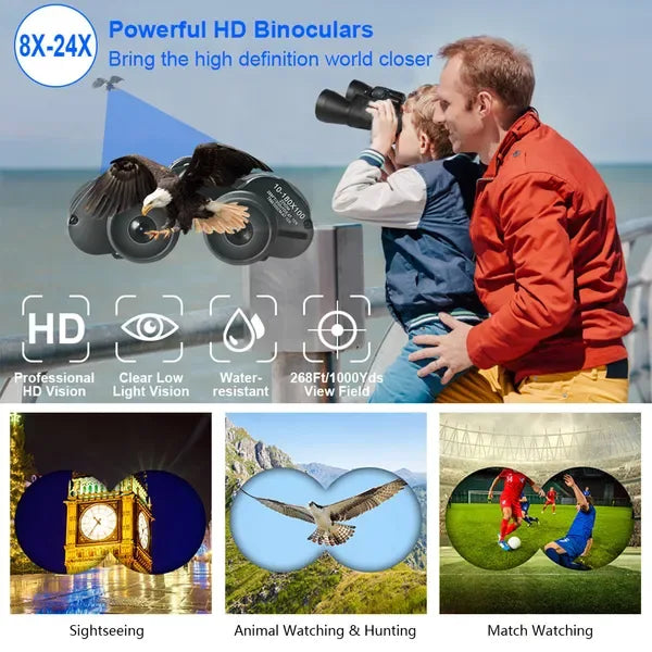 Portable Zoom Binoculars With FMC Lens Low Light Night Vision For Bird Watching Hunting Sports - THE MILE MAKER DRIVER SHOP