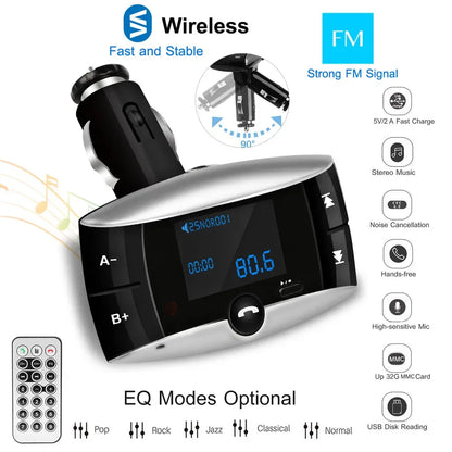Car Wireless FM Transmitter USB Charger Hands-free Call MP3 Player SD Card Reading Aux-in LED Display - THE MILE MAKER DRIVER SHOP