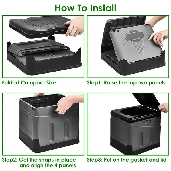 Portable Toilet For Car Camping Boating Hiking Outdoor Travel Potty With Carry Bag Foldable Emergency Toilet With Lid Trash Bags - THE MILE MAKER DRIVER SHOP