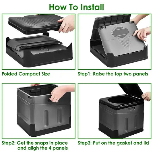 Portable Toilet For Car Camping Boating Hiking Outdoor Travel Potty With Carry Bag Foldable Emergency Toilet With Lid Trash Bags - THE MILE MAKER DRIVER SHOP